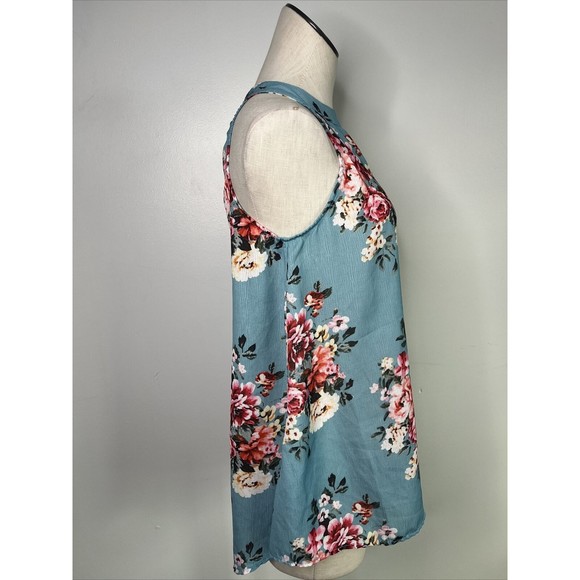 ✅SOLD Womens Aqua Floral Sleeveless Size XL - Picture 5 of 13